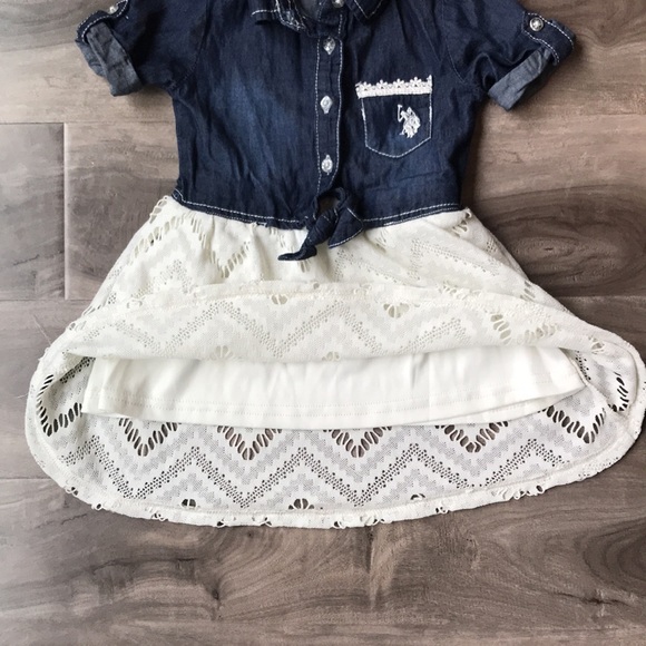 ❌SOLD❌ US POLO ASSN. Girls 18mo dress - denim & eyelet lace. - EUC - Picture 5 of 7